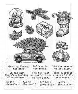 PRE-ORDER Stampers Anonymous Tim Holtz Cling Rubber Stamps Stamp Home for Christmas (CMS498)