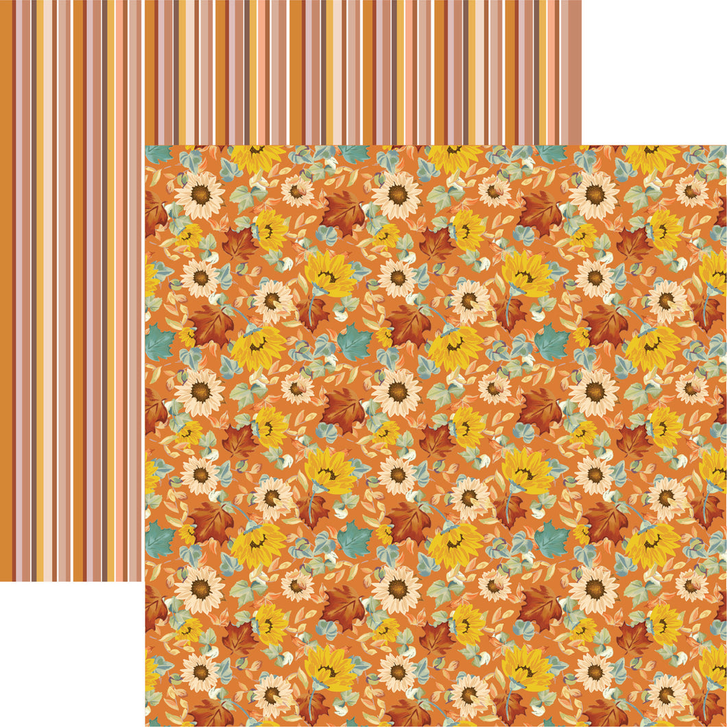 Reminisce Autumn Vibes Collection 12x12 Scrapbook Paper Autumn Flowers (VIB-003)