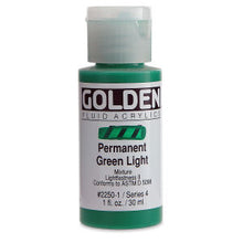 Load image into Gallery viewer, GOLDEN Fluid Acrylics Permanent Green Light (2250B-1)
