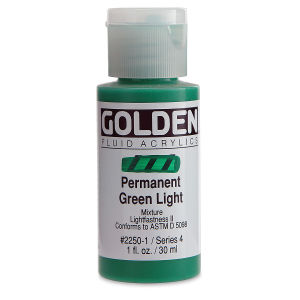 GOLDEN Fluid Acrylics Permanent Green Light (2250B-1)