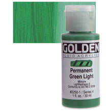 Load image into Gallery viewer, GOLDEN Fluid Acrylics Permanent Green Light (2250B-1)
