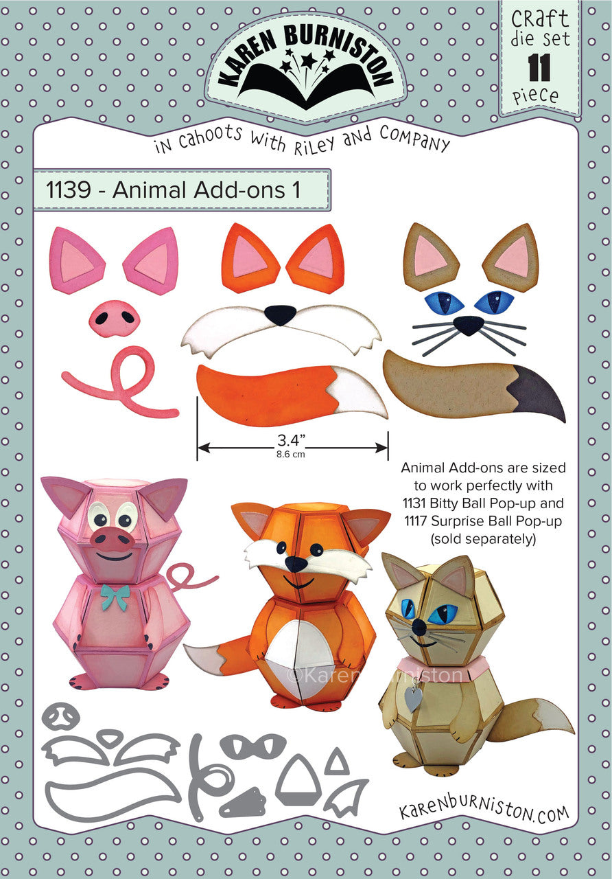 Karen Burniston Craft Die Set Animal Add-Ons 1 (1139)