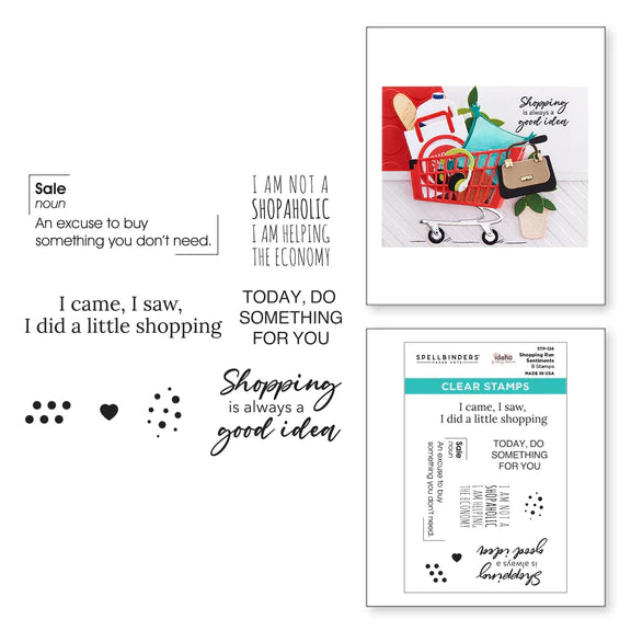 Spellbinders Clear Stamp Set Shopping Run Sentiments (STP-124)