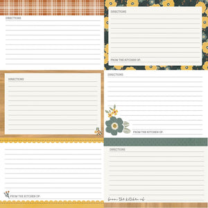 Simple Stories Hearth & Home Collection 12x12 Designer Cardstock Recipe Cards (16508)