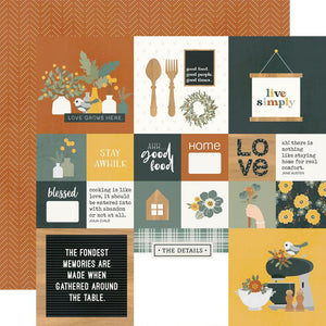 Simple Stories Hearth & Home Collection 12x12 Designer Cardstock 2x2 and 4x4 Elements (16512)