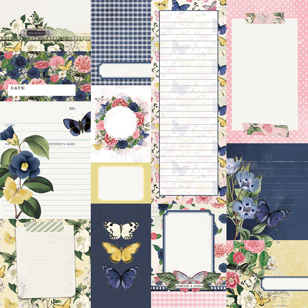 Simple Stories Simple Vintage Indigo Garden Collection 12x12 Scrapbook Paper Journal Elements (17111)