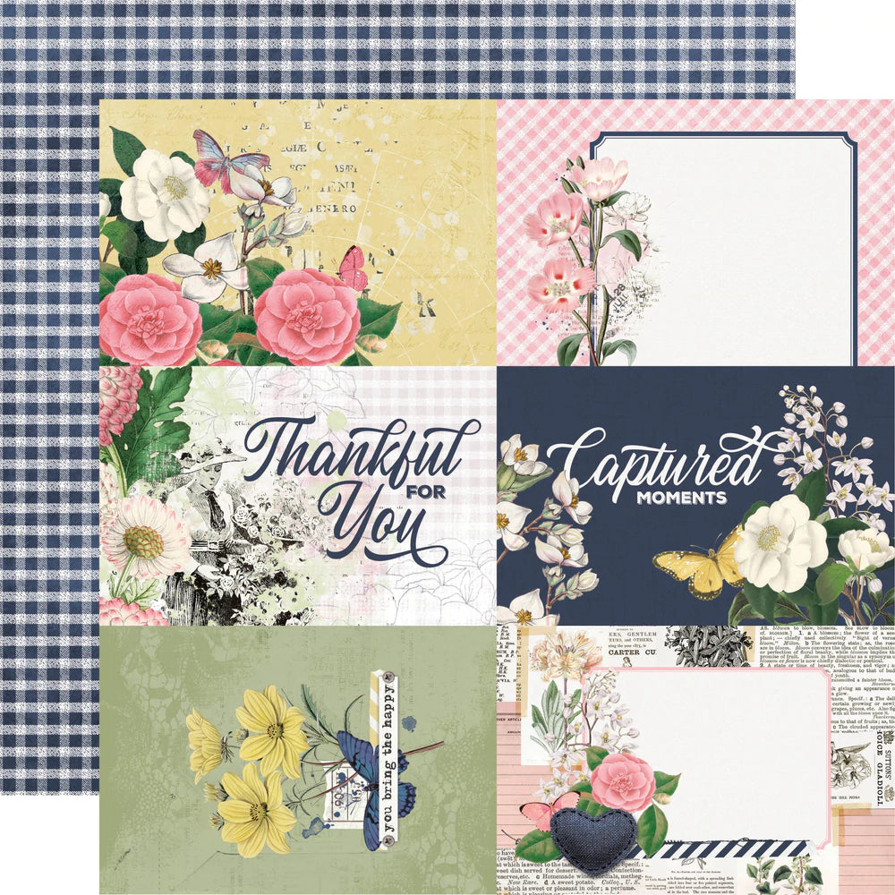 Simple Stories Simple Vintage Indigo Garden Collection 12x12 Scrapbook Paper  4x6 Elements (17114)