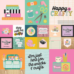 Simple Stories Let's Get Crafty Collection 12x12 Scrapbook Paper 2x2 & 4x4 Elements (17212)