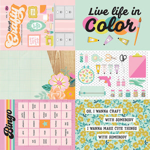 Simple Stories Let's Get Crafty Collection 12x12 Scrapbook Paper 4x6 Elements (17213)