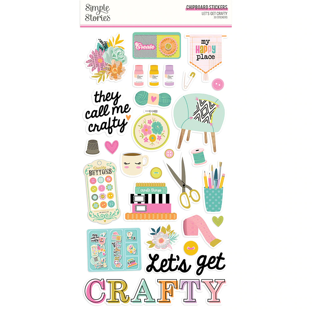 Simple Stories Let's Get Crafty Collection Chipboard Stickers (17216)