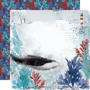 Simple Stories Simple Vintage Vintage Seas 12x12 Scrapbook Paper Catch A Wave (17808)