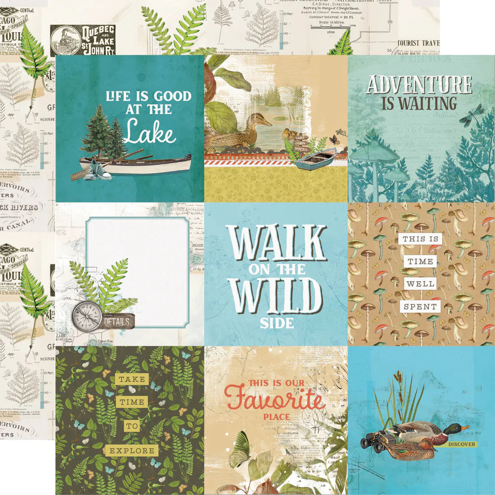 Simple Stories Simple Vintage Lakeside Collection 12x12 Scrapbook Paper 4x4 Elements (18013)