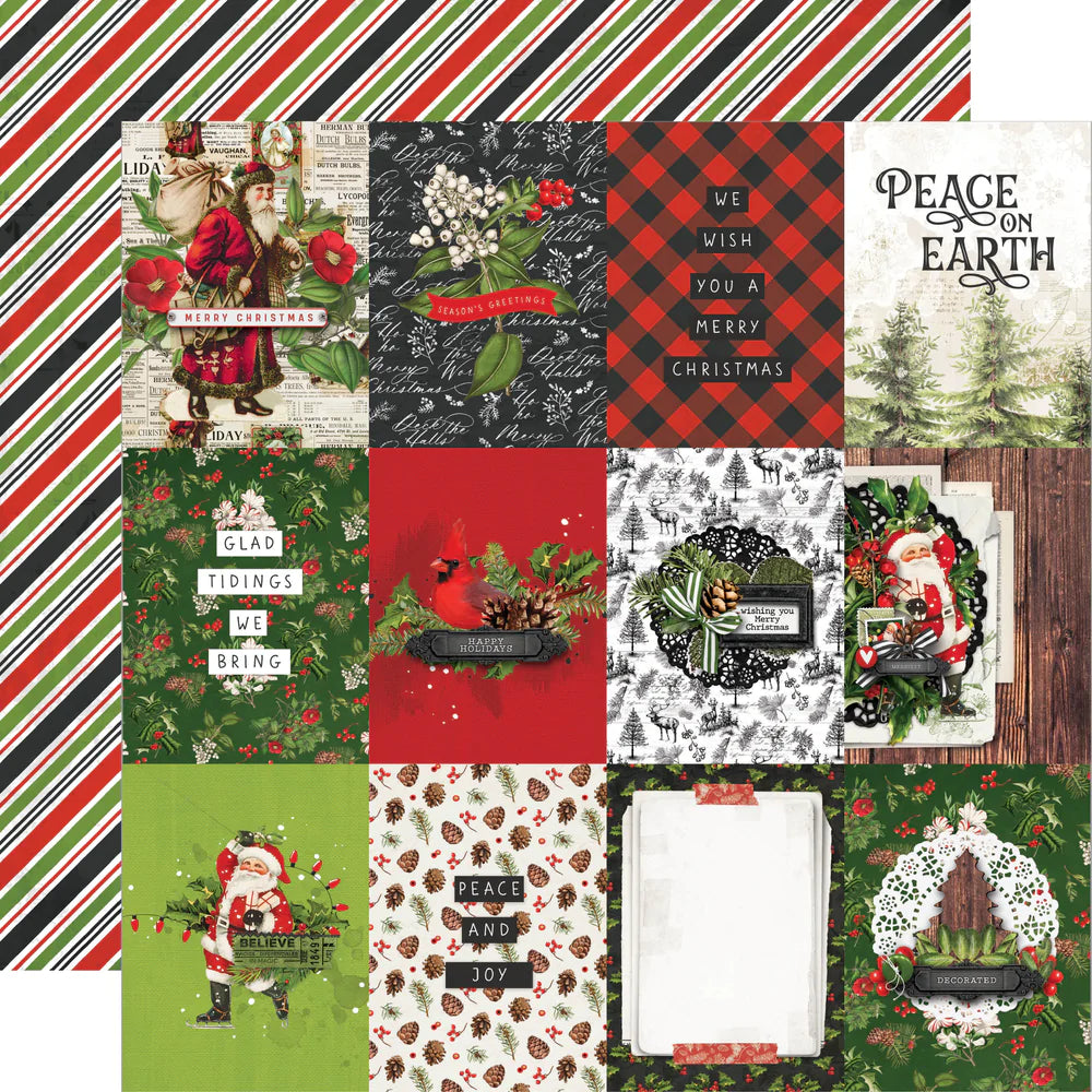 Simple Stories Simple Vintage Christmas Lodge 12x12 Scrapbook Paper 3x4 Elements (18412)