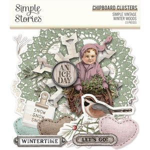 Simple Stories Simple Vintage Winter Woods Chipboard Clusters (19126)