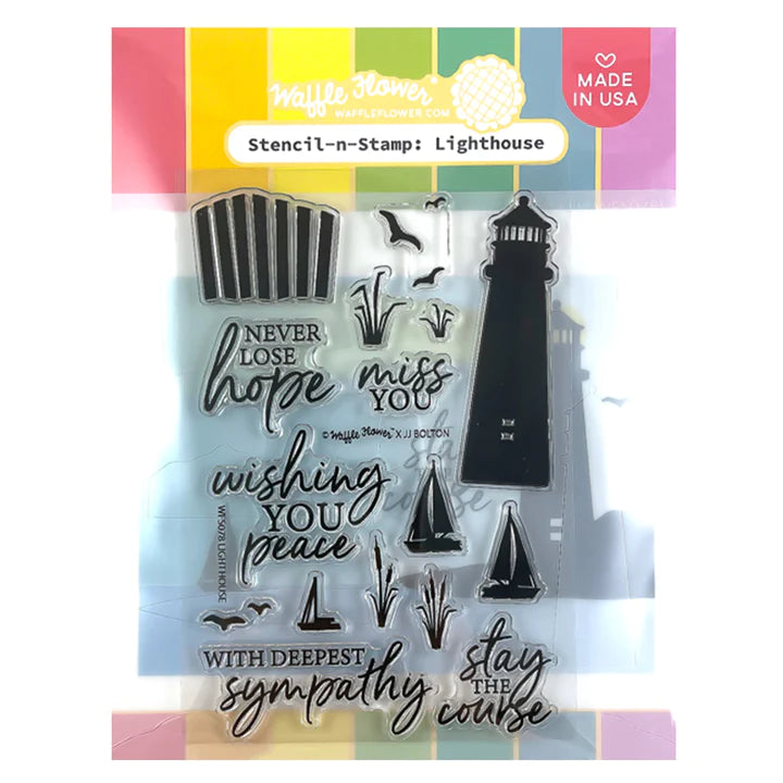 Waffle Flower Stamp-n-Stencil Set Lighthouse (WFS078)