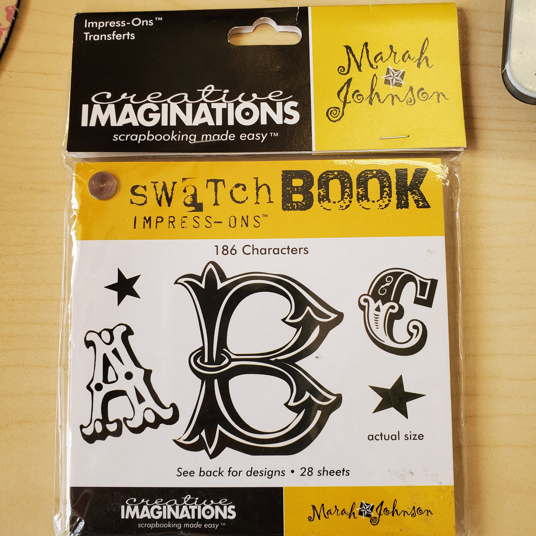 Creative Imaginations Impress-On Transfers Swatch Book Alphabet