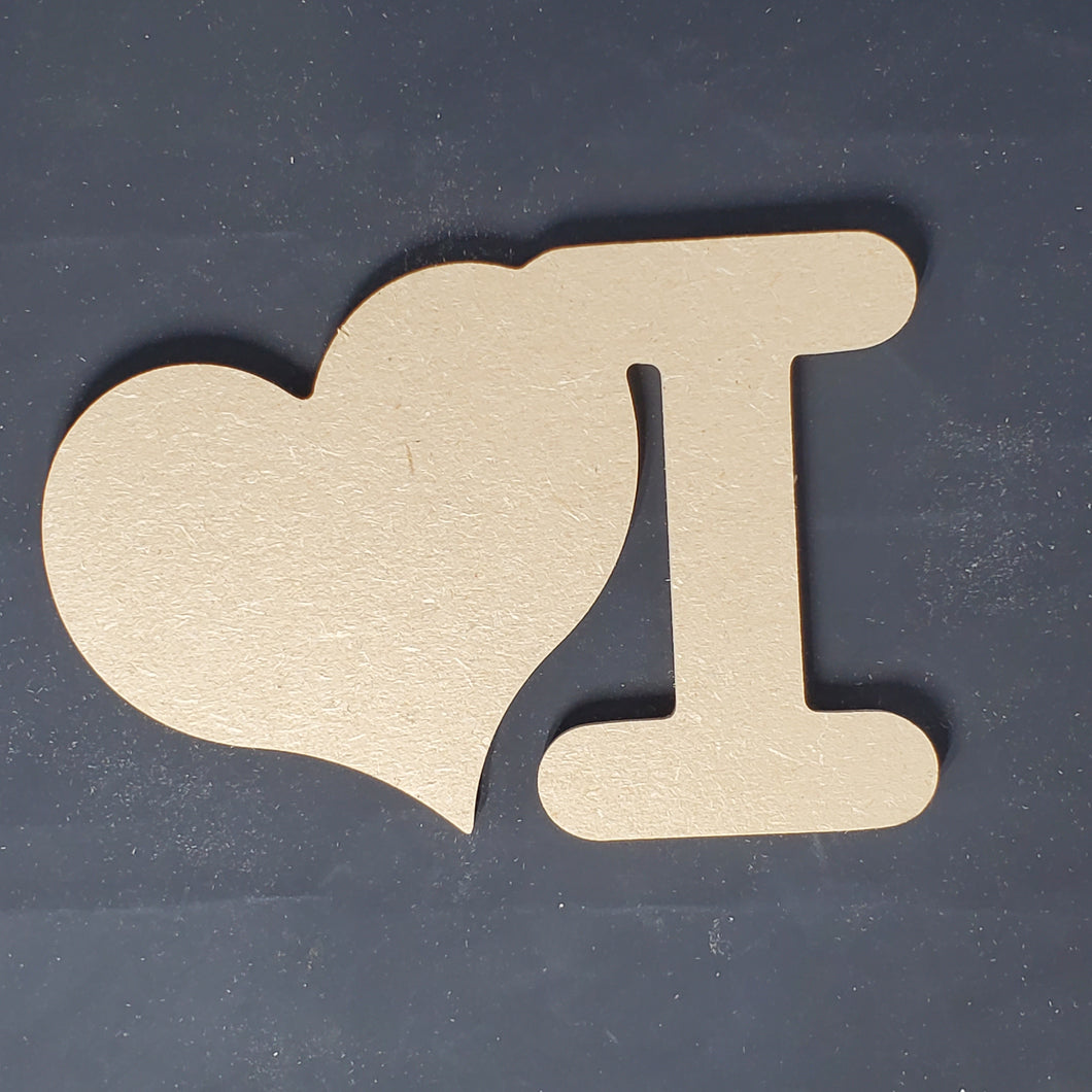 Wooden Die Cut I Heart (544)