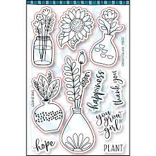 Dare 2B Artzy Clear Stamp Set Potted Posies (22362)