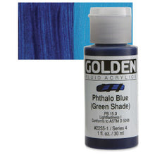 Load image into Gallery viewer, GOLDEN Fluid Acrylics Phthalo Blue (Green Shade) (2255-1)
