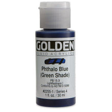 Load image into Gallery viewer, GOLDEN Fluid Acrylics Phthalo Blue (Green Shade) (2255-1)
