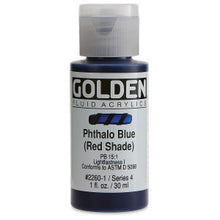 Load image into Gallery viewer, GOLDEN Fluid Acrylics Phthalo Blue (Red Shade) (2260-1)
