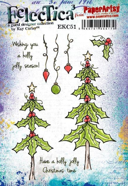 PaperArtsy Eclectica3 Stamp Set Holly Trees by Kay Carley (EKC51)