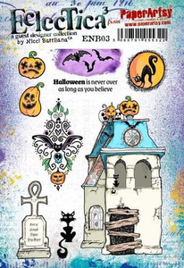 PaperArtsy Eclectica3 Stamp Set Haunted House by Nicci Dot (ENB03)