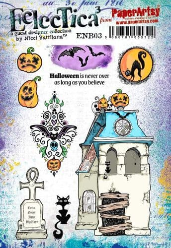 PaperArtsy Eclectica3 Stamp Set Haunted House by Nicci Dot (ENB03)