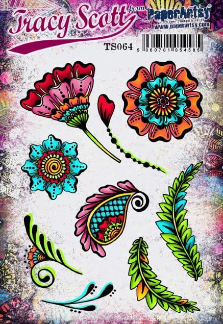 PaperArtsy Rubber Stamp Set Flower Build designed by Tracy Scott (TS064)