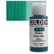 Load image into Gallery viewer, GOLDEN Fluid Acrylics Viridian Green Hue (2443-1)
