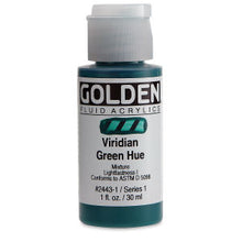 Load image into Gallery viewer, GOLDEN Fluid Acrylics Viridian Green Hue (2443-1)
