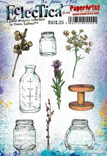 PaperArtsy Eclectica3 Rubber Stamp Set Little Vases designed by Gwen Lafleur (EGL25)