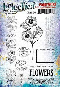 PaperArtsy Stamp Set Flowers & Postmarks designed by Scrapcosy (ESC30)