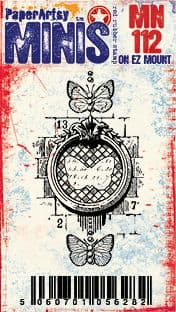 PaperArtsy Minis Red Rubber Stamp on EZ Mount Art Butterfly Clock (MN112)