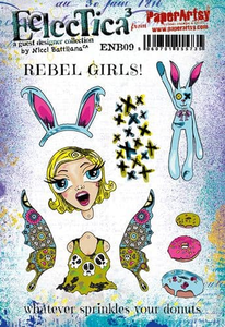 PaperArtsy Rubber Stamp Set Eclectica3 Rebel Girls by Nicci Dot (ENB09)