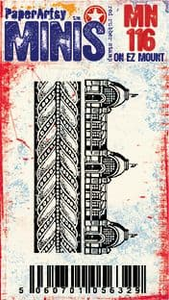 PaperArtsy Minis Red Rubber Stamp on EZ Mount Border Buildings (MN116)