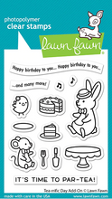 Load image into Gallery viewer, Lawn Fawn Photopolymer Clear Stamp &amp; Die Set Tea-rrific Day Add-On (LF2859)
