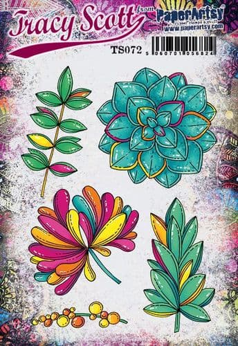 PRE-ORDER PaperArtsy Rubber Stamp Set Flowers & Leaves designed by Tracy Scott (TS072)