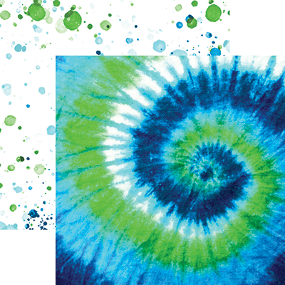 Reminisce Tie Dye Collection 12x12 Scrapbook Paper Spiral Splash (TDY-003)