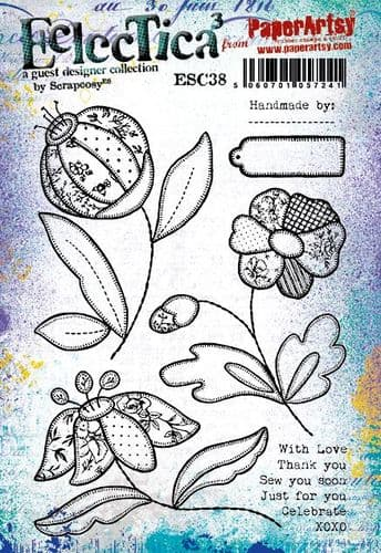 Paper Artsy Stamp Set Patchwork Flowers designed by Scrapcosy (ESC38)