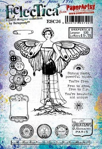 Paper Artsy Stamp Set Dress Form Butterfly designed by Scrapcosy (ESC36)