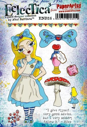 PaperArtsy Rubber Stamp Set Eclectica3 Alice by Nicci Dot (ENB16)