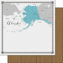 Load image into Gallery viewer, Scrapbook Customs 12x12 Scrapbook Paper Alaska Memories Map (37186a)
