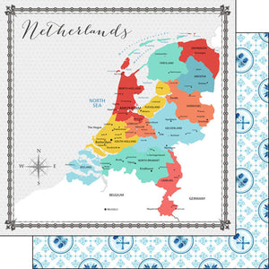 Scrapbook Customs Scrapbook Paper - 12" x 12" - Netherlands Memories Map DS (370726a)