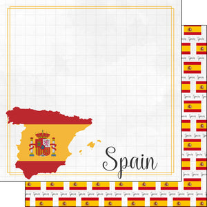 Scrapbook Customs Scrapbook Paper - 12" x 12" - Spain Adventure Border DS (38068a)