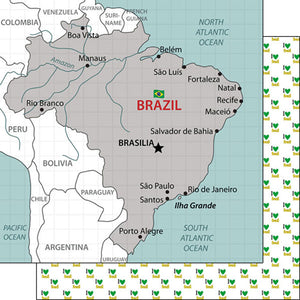 Scrapbook Customs Scrapbook Paper - 12" x 12" - Brazil Adventure Map (38075)