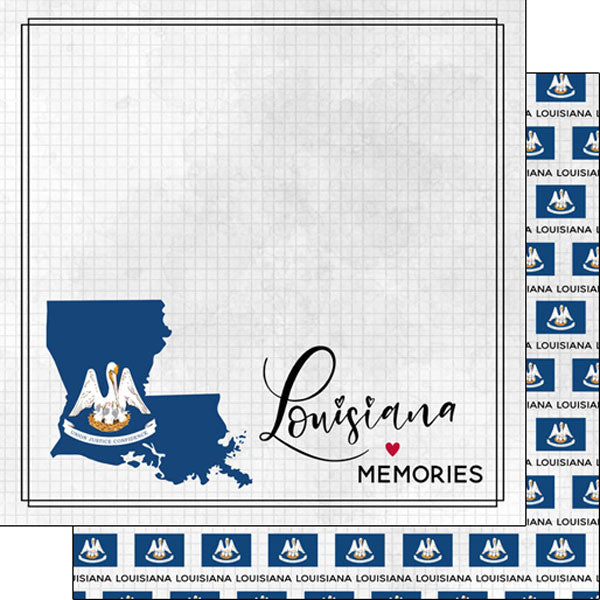 Scrapbook Customs 12x12 Scrapbook Paper Louisiana Adventure Flag (38491a)