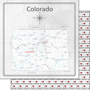 Scrapbook Customs 12x12 Scrapbook Paper Colorado Adventure Map (38530a)