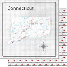 Load image into Gallery viewer, Scrapbook Customs 12x12 Scrapbook Paper Connecticut Adventure Map (38531a)
