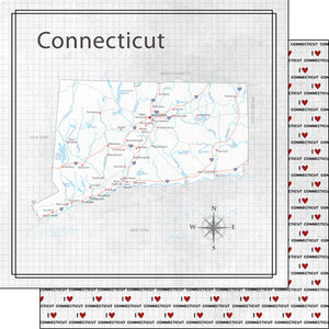 Scrapbook Customs 12x12 Scrapbook Paper Connecticut Adventure Map (38531a)